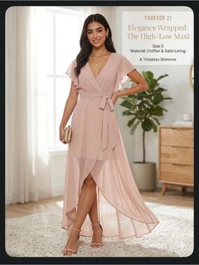 NWOT Forever 21 Dusty Rose High-Low Wrap Maxi Dress - Size S